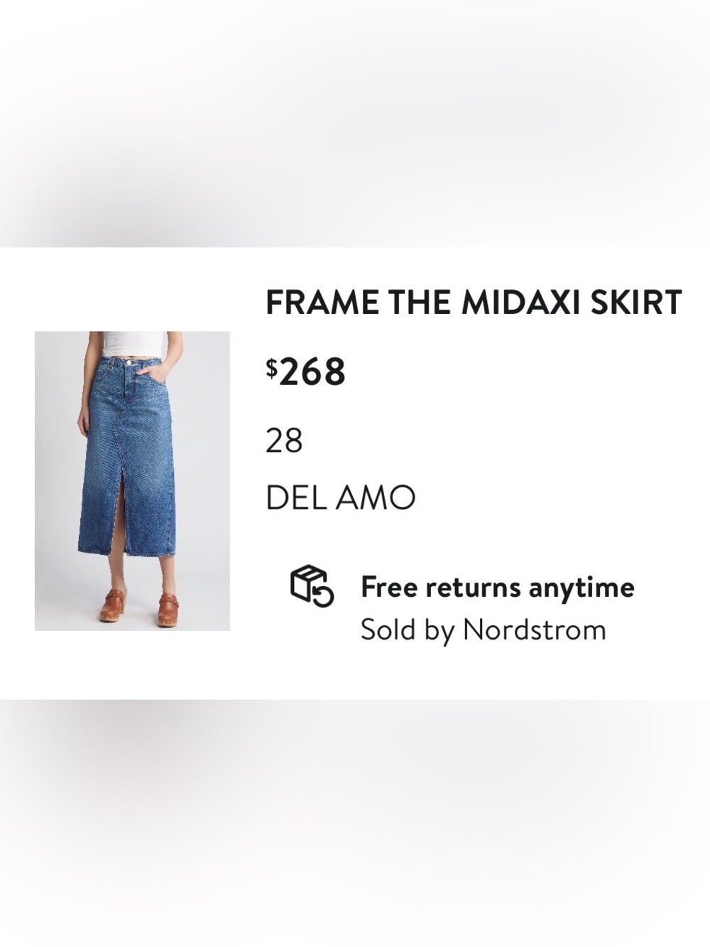 FRAME Denim midi skirt